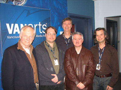 Left to right: Oscar Winner Richard Williams, 2D Animation Department Head Charles Phillips, President Alan Phillips, 3D Animation Department Head Calvin Leduc, and Senior Admissions Advisor Ken Priebe